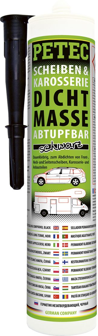 Scheiben- & Karosseriedichtmasse Kartusche, Abtupfbar, Schwarz 310 ml