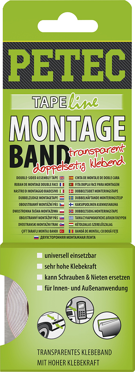 Montageband, Transparent, 19 Mm x 0,2 Mm X 2 M, Sb-Karte Dichten Montageband, Transparent, 19 Mm x 0,2 Mm X 2 M, Sb-Karte