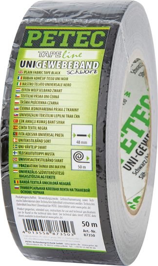 Uni-Gewebeband, Schwarz, 48 Mm x 50 M