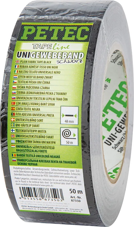 Uni-Gewebeband, Schwarz, 48 Mm x 50 M