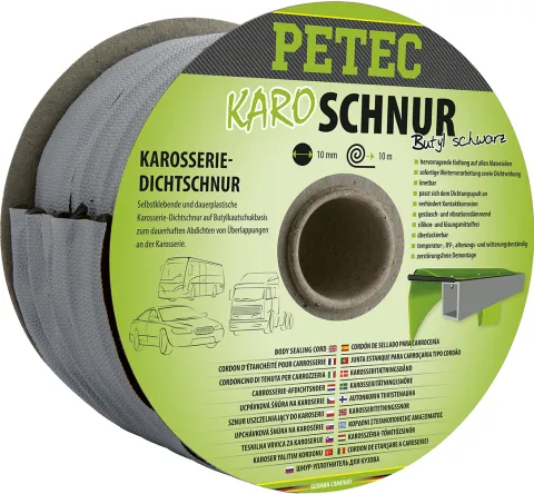 Karo - Schnur, Karosseriedichtschnur, Buthyl, Rund, Schwarz, 10 Mm X 10 M