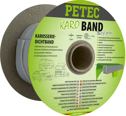 Karo - Band, Karosseriedichtband, Buthyl, Flach, Grau, 20 Mm X 2 Mm X 16 M