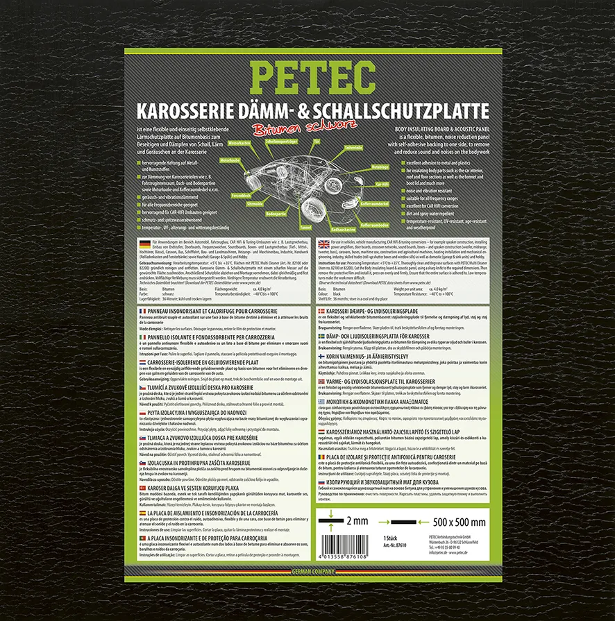 Dämm- Und Schallschutzplatte, Bitumen, Schwarz, 500 Mm X 500 Mm X 2 Mm